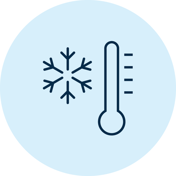 Icon with thermometer and snowflake symbol