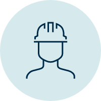 Icon of a person wearing a hard hat