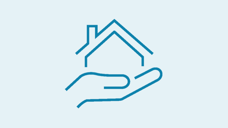 image icon of a hand holding a house