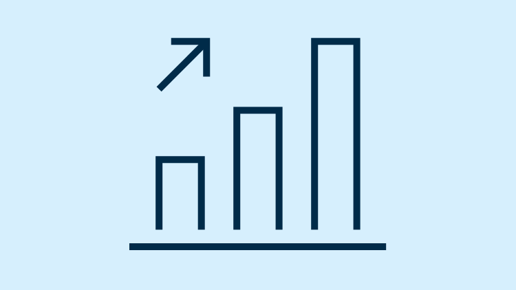 Icon of bar chart with arrow pointing up