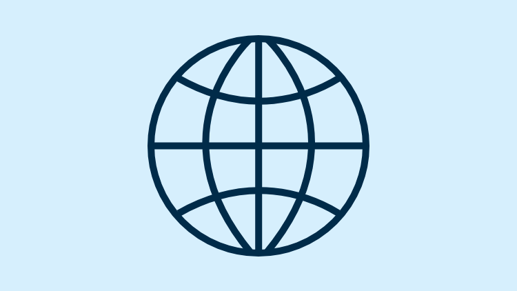 Icon of a circle with lines, like a globe