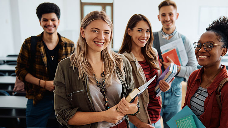 Group of young adult students