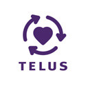 Telus Health logo: Purple heart in the center with three arrows circling clockwise, 'TELUS' text below
