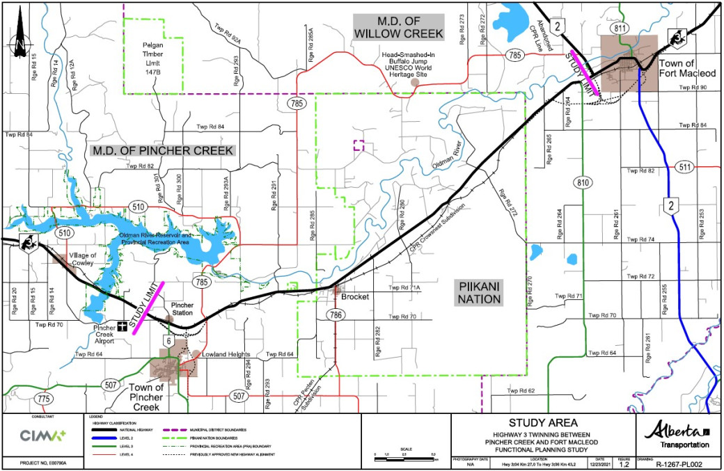 Highway 3 Pincher Creek to west of Fort Mcleod project