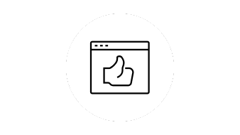 Illustration of a thumbs up within a web browser.