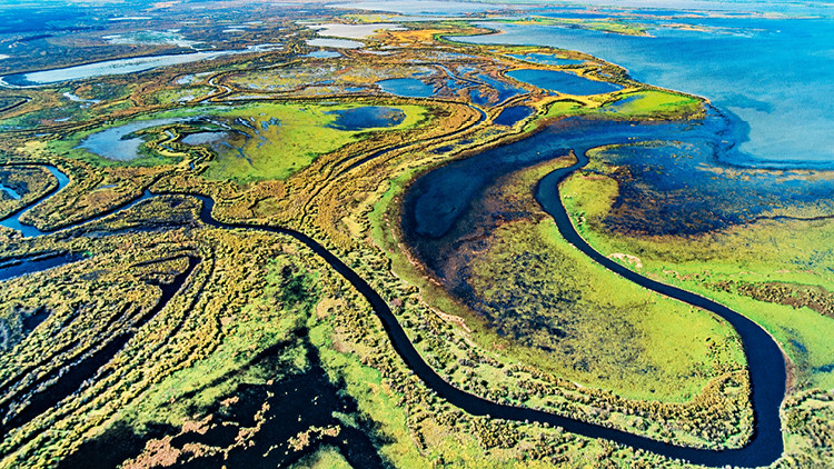 An aerial view of a watershed in Wood Buffalo